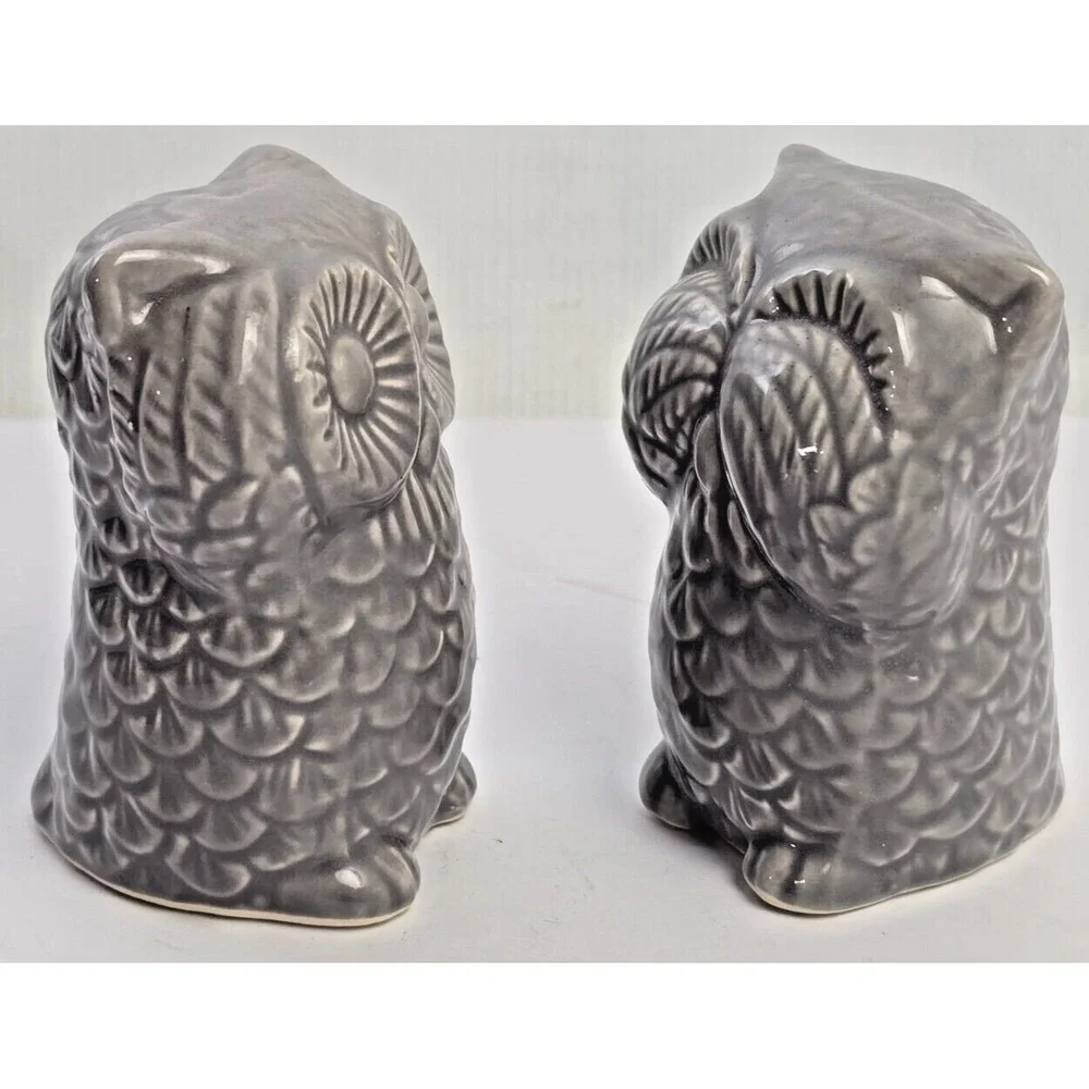 Vintage Ceramic Glazed Owls Figurines 